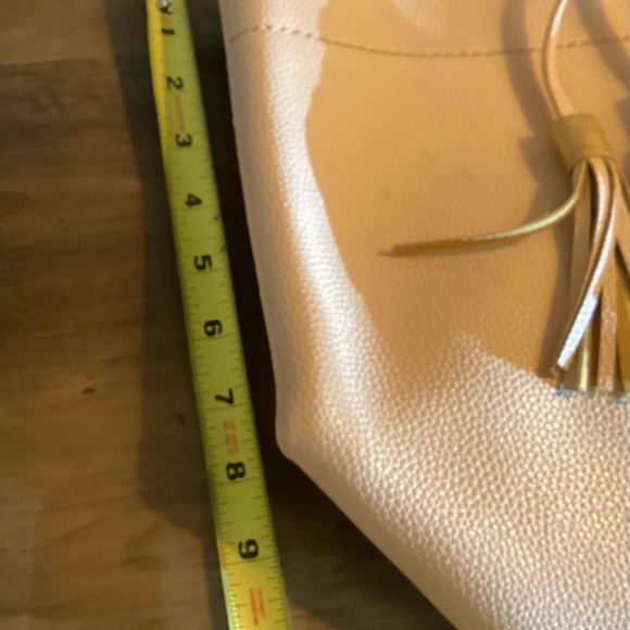 Tory Burch Light Blush Pebbled Leather Tassel Tote - Picture 12 of 12